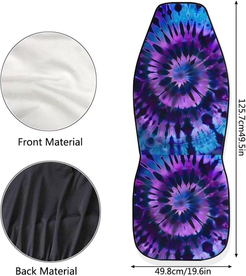 Howilath Purple Swirl Tie Dye Car Seat Cover Set of 2 Seat Accessories Interior Decor Anti-Slip Front Protector Cushion Covers Fit SUV Sedan Truck - Image 5